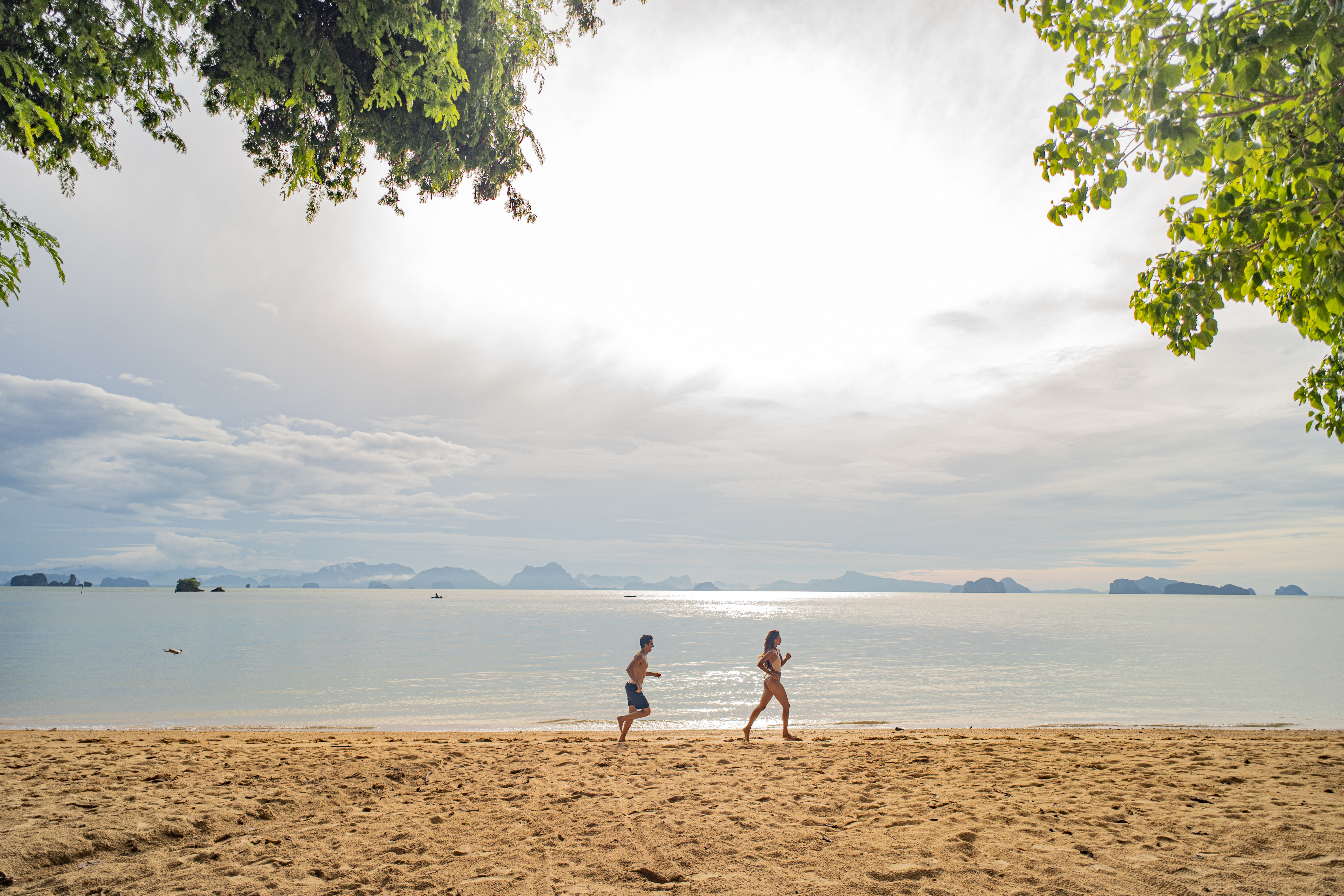Morning run along the resort's beach